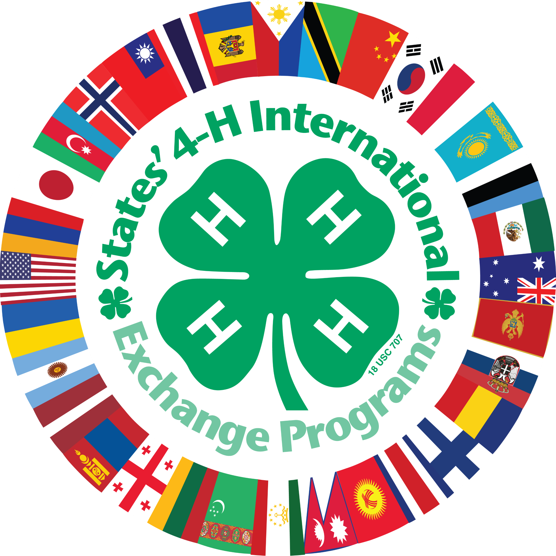 States' 4-H Logo with 32 Flags